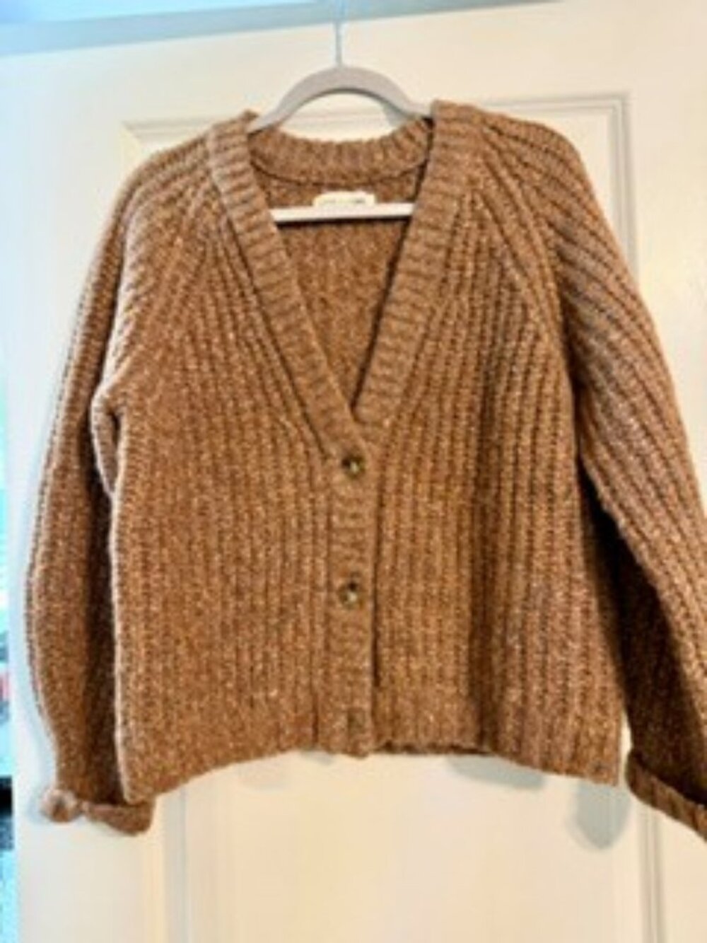 Lucky Brand chunky brown ribbed knit cardigan sweater